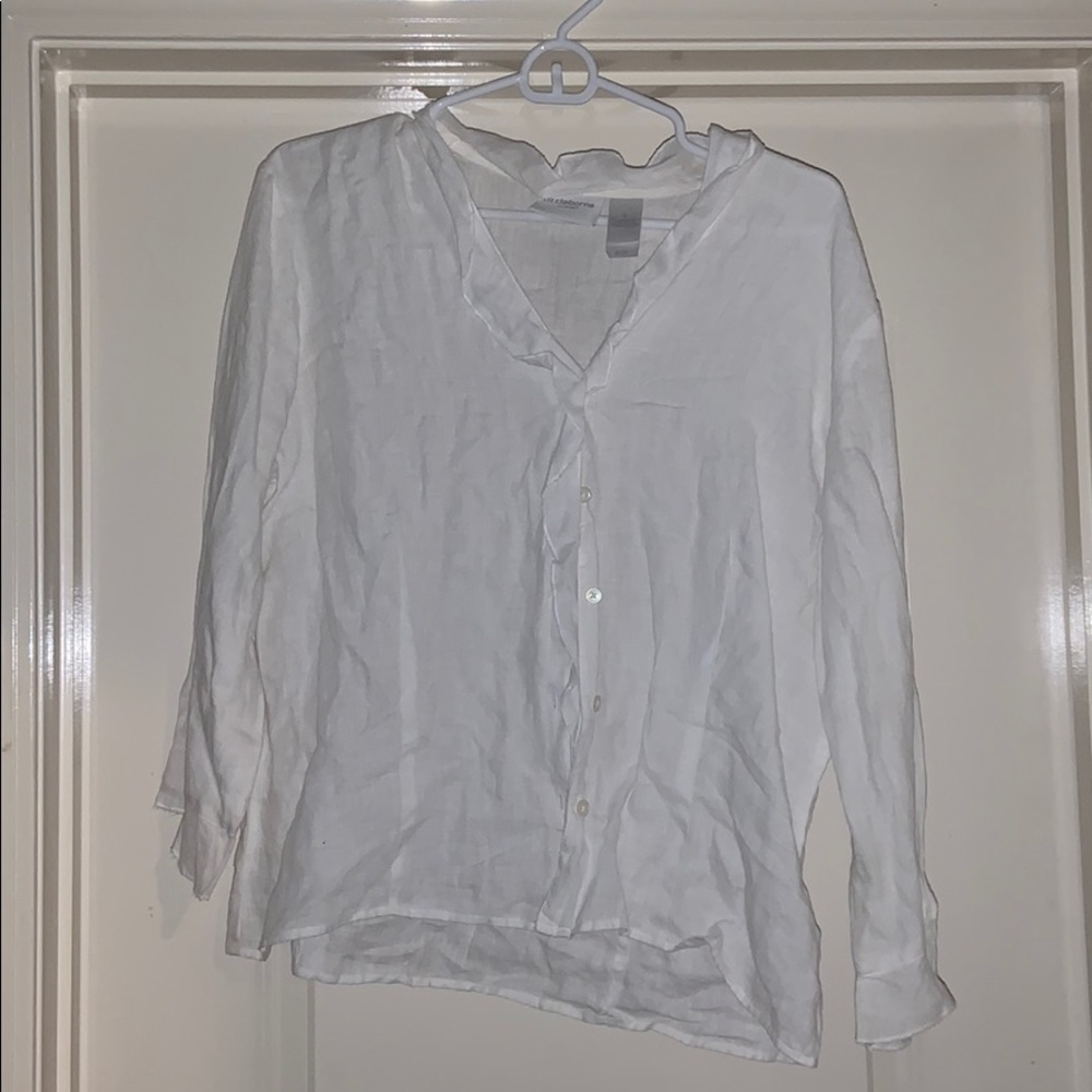 White button down needs undershirt most likely